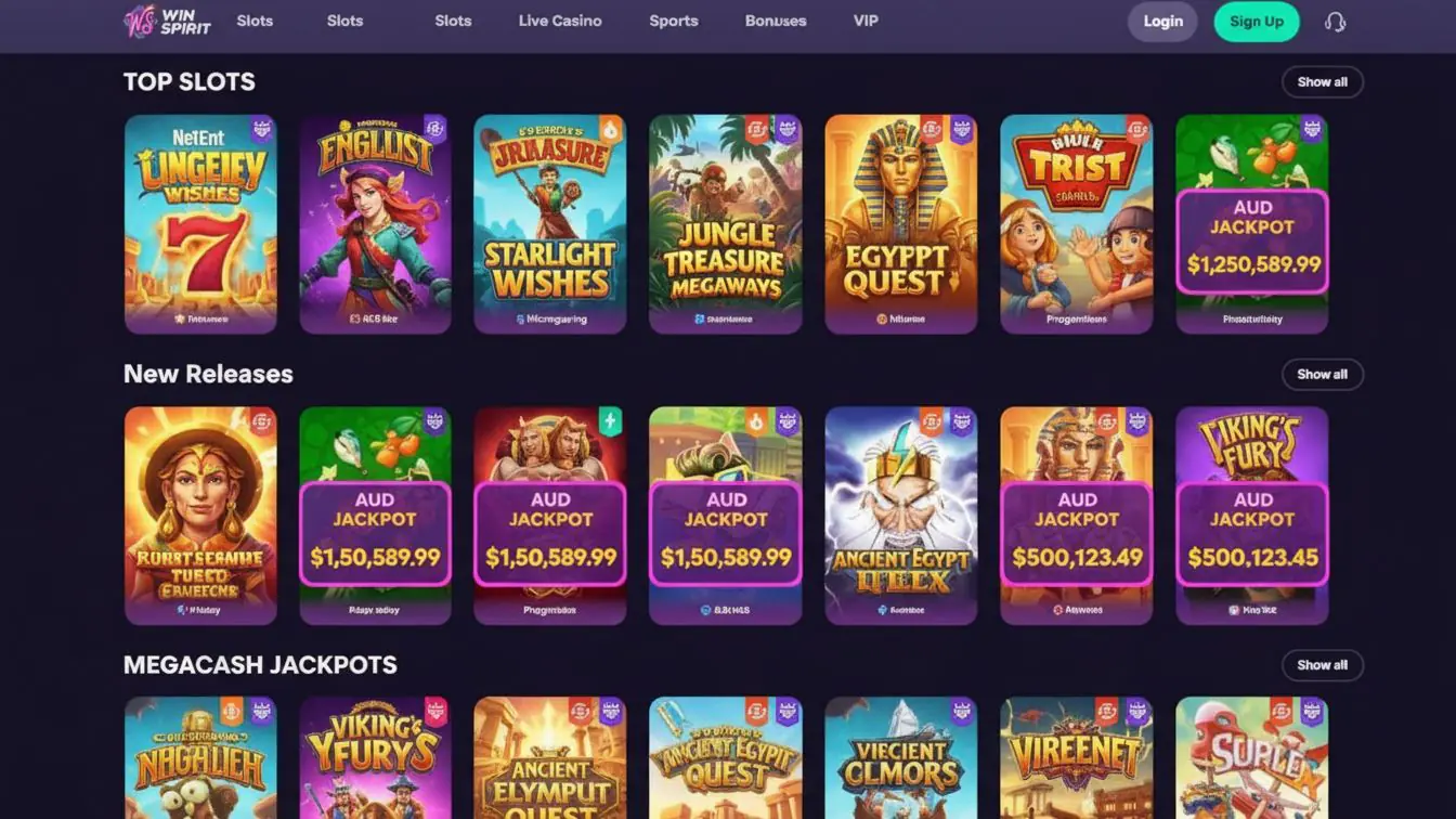 Online slots lobby showing multiple high-quality pokies.