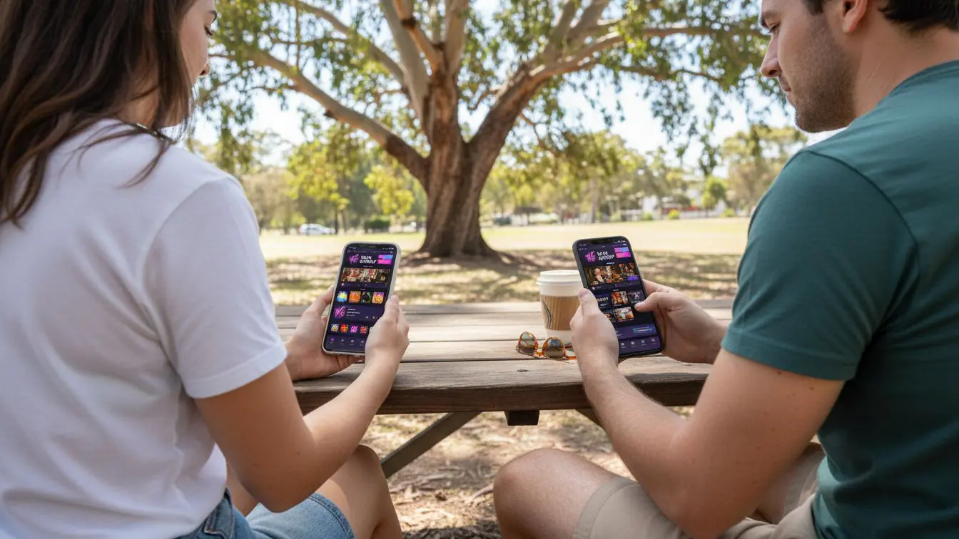 Mobile casino UI on Android and iOS for Aussie players.